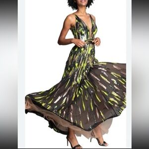 Dress the Population Samira Sequin Embellished Gown Green